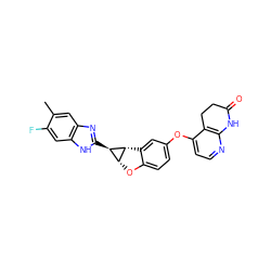 Cc1cc2nc([C@@H]3[C@H]4Oc5ccc(Oc6ccnc7c6CCC(=O)N7)cc5[C@H]43)[nH]c2cc1F ZINC000072291433