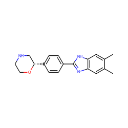 Cc1cc2nc(-c3ccc([C@H]4CNCCO4)cc3)[nH]c2cc1C ZINC000205112203