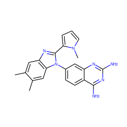 Cc1cc2nc(-c3cccn3C)n(-c3ccc4c(N)nc(N)nc4c3)c2cc1C ZINC000103247271