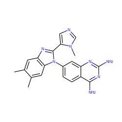 Cc1cc2nc(-c3cncn3C)n(-c3ccc4c(N)nc(N)nc4c3)c2cc1C ZINC000103249577