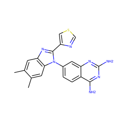 Cc1cc2nc(-c3cscn3)n(-c3ccc4c(N)nc(N)nc4c3)c2cc1C ZINC000098208038