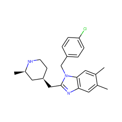 Cc1cc2nc(C[C@@H]3CCN[C@H](C)C3)n(Cc3ccc(Cl)cc3)c2cc1C ZINC000205192205