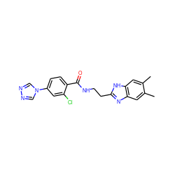 Cc1cc2nc(CCNC(=O)c3ccc(-n4cnnc4)cc3Cl)[nH]c2cc1C ZINC000299862551