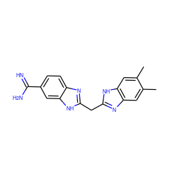 Cc1cc2nc(Cc3nc4ccc(C(=N)N)cc4[nH]3)[nH]c2cc1C ZINC000028569823