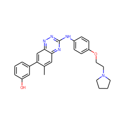 Cc1cc2nc(Nc3ccc(OCCN4CCCC4)cc3)nnc2cc1-c1cccc(O)c1 ZINC000035861734