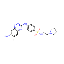 Cc1cc2nc(Nc3ccc(S(=O)(=O)NCCN4CCCC4)cc3)nnc2cc1N ZINC000028702844