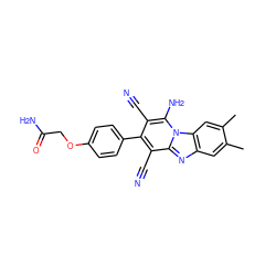 Cc1cc2nc3c(C#N)c(-c4ccc(OCC(N)=O)cc4)c(C#N)c(N)n3c2cc1C ZINC000072175592