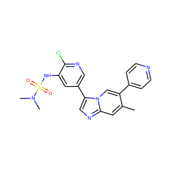 Cc1cc2ncc(-c3cnc(Cl)c(NS(=O)(=O)N(C)C)c3)n2cc1-c1ccncc1 ZINC000113699928