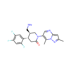 Cc1cc2ncc(N3C[C@H](CN)[C@@H](c4cc(F)c(F)cc4F)CC3=O)c(C)n2n1 ZINC000169312425