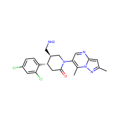 Cc1cc2ncc(N3C[C@H](CN)[C@@H](c4ccc(Cl)cc4Cl)CC3=O)c(C)n2n1 ZINC000169312430