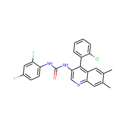 Cc1cc2ncc(NC(=O)Nc3ccc(F)cc3F)c(-c3ccccc3Cl)c2cc1C ZINC000001887705