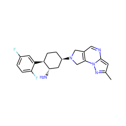 Cc1cc2ncc3c(n2n1)CN([C@@H]1CC[C@H](c2cc(F)ccc2F)[C@@H](N)C1)C3 ZINC000653916431