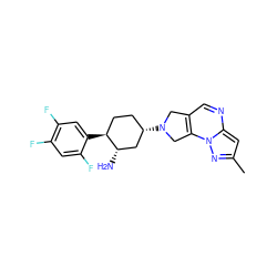 Cc1cc2ncc3c(n2n1)CN([C@H]1CC[C@H](c2cc(F)c(F)cc2F)[C@@H](N)C1)C3 ZINC000149634151