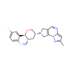 Cc1cc2ncc3c(n2n1)CN([C@H]1CO[C@H](c2cc(F)ccc2F)[C@@H](N)C1)C3 ZINC000653916415