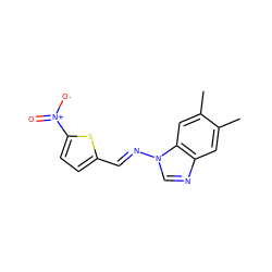 Cc1cc2ncn(/N=C/c3ccc([N+](=O)[O-])s3)c2cc1C ZINC000000527351