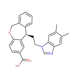 Cc1cc2ncn(CC[C@@H]3c4ccccc4COc4ccc(C(=O)O)cc43)c2cc1C ZINC000013727163