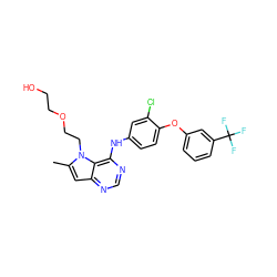 Cc1cc2ncnc(Nc3ccc(Oc4cccc(C(F)(F)F)c4)c(Cl)c3)c2n1CCOCCO ZINC000073196336