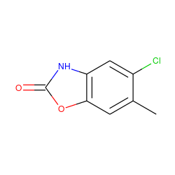 Cc1cc2oc(=O)[nH]c2cc1Cl ZINC000044672248