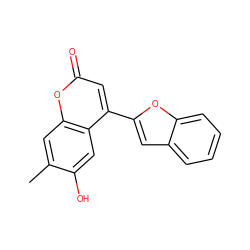 Cc1cc2oc(=O)cc(-c3cc4ccccc4o3)c2cc1O ZINC000004586191