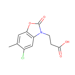 Cc1cc2oc(=O)n(CCC(=O)O)c2cc1Cl ZINC000473155236