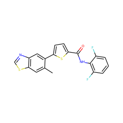 Cc1cc2scnc2cc1-c1ccc(C(=O)Nc2c(F)cccc2F)s1 ZINC000114453669