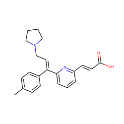 Cc1ccc(/C(=C\CN2CCCC2)c2cccc(/C=C/C(=O)O)n2)cc1 ZINC000003776633