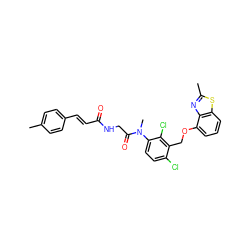 Cc1ccc(/C=C/C(=O)NCC(=O)N(C)c2ccc(Cl)c(COc3cccc4sc(C)nc34)c2Cl)cc1 ZINC000026981002