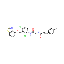 Cc1ccc(/C=C/C(=O)NCC(=O)N(C)c2ccc(Cl)c(COc3cccc4scnc34)c2Cl)cc1 ZINC000026987348