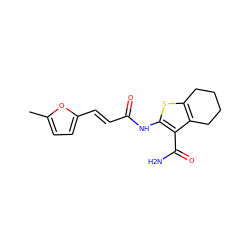 Cc1ccc(/C=C/C(=O)Nc2sc3c(c2C(N)=O)CCCC3)o1 ZINC000000442514