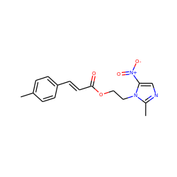 Cc1ccc(/C=C/C(=O)OCCn2c([N+](=O)[O-])cnc2C)cc1 ZINC000053312872