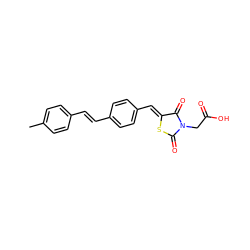 Cc1ccc(/C=C/c2ccc(/C=C3\SC(=O)N(CC(=O)O)C3=O)cc2)cc1 ZINC000072175123