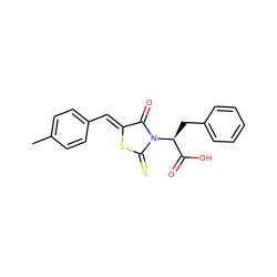 Cc1ccc(/C=C2\SC(=S)N([C@@H](Cc3ccccc3)C(=O)O)C2=O)cc1 ZINC000013130539