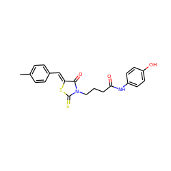 Cc1ccc(/C=C2\SC(=S)N(CCCC(=O)Nc3ccc(O)cc3)C2=O)cc1 ZINC000013638639