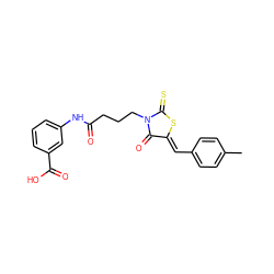 Cc1ccc(/C=C2\SC(=S)N(CCCC(=O)Nc3cccc(C(=O)O)c3)C2=O)cc1 ZINC000013800963