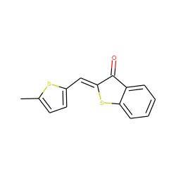 Cc1ccc(/C=C2\Sc3ccccc3C2=O)s1 ZINC000013112105