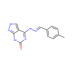 Cc1ccc(/C=N/Nc2nc(=O)[nH]c3n[nH]cc23)cc1 ZINC001772597365