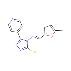 Cc1ccc(/C=N/n2c(S)nnc2-c2ccncc2)o1 ZINC000001299150