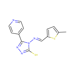 Cc1ccc(/C=N/n2c(S)nnc2-c2ccncc2)s1 ZINC000001254715