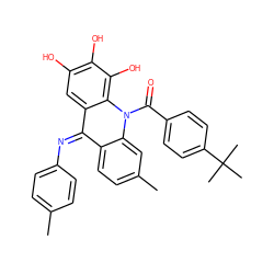 Cc1ccc(/N=c2\c3ccc(C)cc3n(C(=O)c3ccc(C(C)(C)C)cc3)c3c(O)c(O)c(O)cc23)cc1 ZINC000653849086