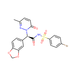 Cc1ccc(=O)n([C@@H](C(=O)NS(=O)(=O)c2ccc(Br)cc2)c2ccc3c(c2)OCO3)n1 ZINC000026668533