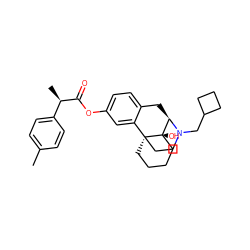 Cc1ccc([C@@H](C)C(=O)Oc2ccc3c(c2)[C@@]24CCCC[C@@]2(O)[C@@H](C3)N(CC2CCC2)CC4)cc1 ZINC000040979942