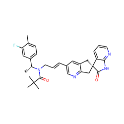 Cc1ccc([C@@H](C)N(C/C=C/c2cnc3c(c2)C[C@@]2(C3)C(=O)Nc3ncccc32)C(=O)C(C)(C)C)cc1F ZINC000096174429