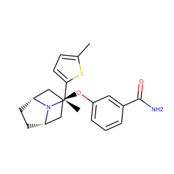 Cc1ccc([C@@H](C)N2[C@H]3CC[C@@H]2C[C@@H](Oc2cccc(C(N)=O)c2)C3)s1 ZINC000101366409