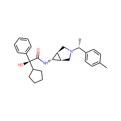 Cc1ccc([C@@H](C)N2C[C@H]3[C@H](NC(=O)[C@@](O)(c4ccccc4)C4CCCC4)[C@H]3C2)cc1 ZINC000101118410