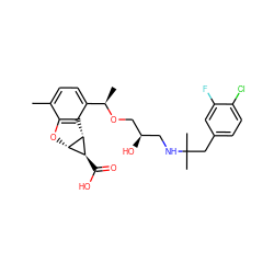 Cc1ccc([C@@H](C)OC[C@H](O)CNC(C)(C)Cc2ccc(Cl)c(F)c2)c2c1O[C@@H]1[C@H]2[C@H]1C(=O)O ZINC000653830186