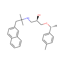 Cc1ccc([C@@H](C)OC[C@H](O)CNC(C)(C)Cc2ccc3ccccc3c2)cc1 ZINC000049792726