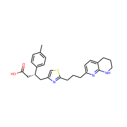 Cc1ccc([C@@H](CC(=O)O)Cc2csc(CCCc3ccc4c(n3)NCCC4)n2)cc1 ZINC000028569742