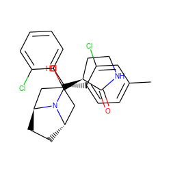 Cc1ccc([C@@H](c2ccccc2Cl)N2[C@H]3CC[C@H]2CC(O)([C@H]2CCNC2=O)C3)c(Cl)c1 ZINC000261192987