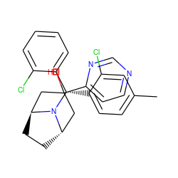 Cc1ccc([C@@H](c2ccccc2Cl)N2[C@H]3CC[C@H]2CC(O)(c2ccncn2)C3)c(Cl)c1 ZINC000261119995