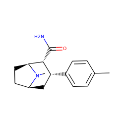 Cc1ccc([C@@H]2C[C@H]3CC[C@@H]([C@@H]2C(N)=O)N3C)cc1 ZINC000036271089